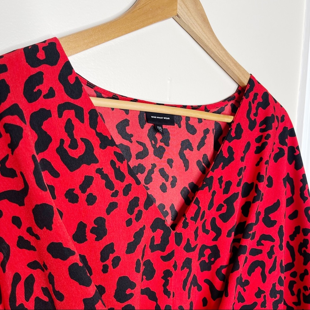 Who What Wear Flutter Elbow Sleeve Animal Print Dress - Picture 6 of 7